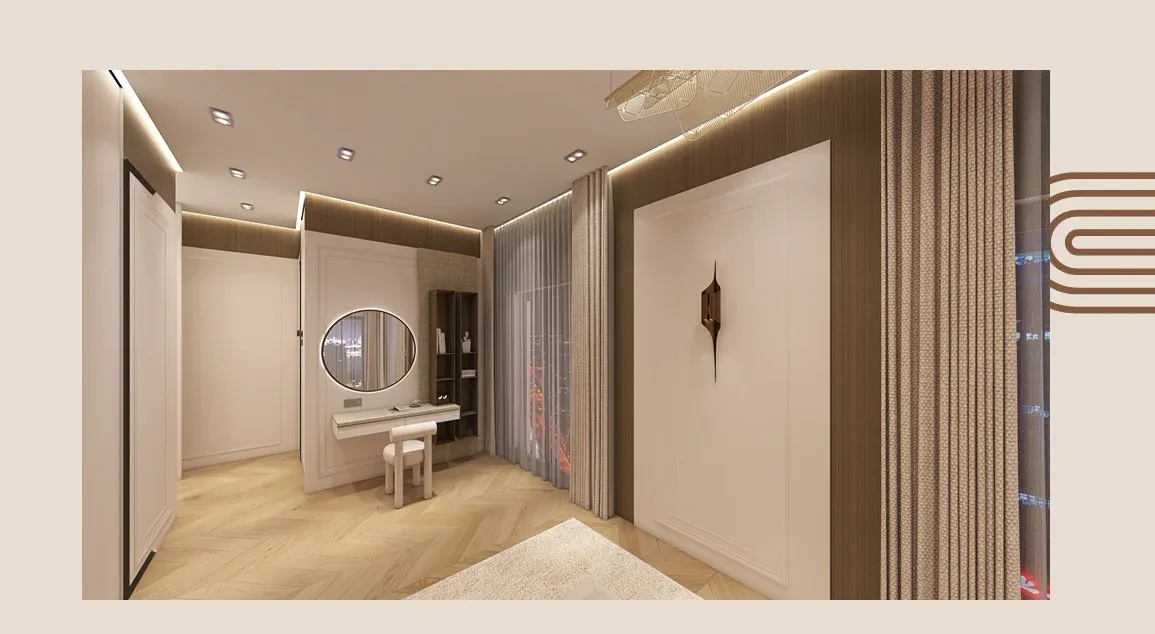Jana Urpak bedroom visualisation with layered lighting